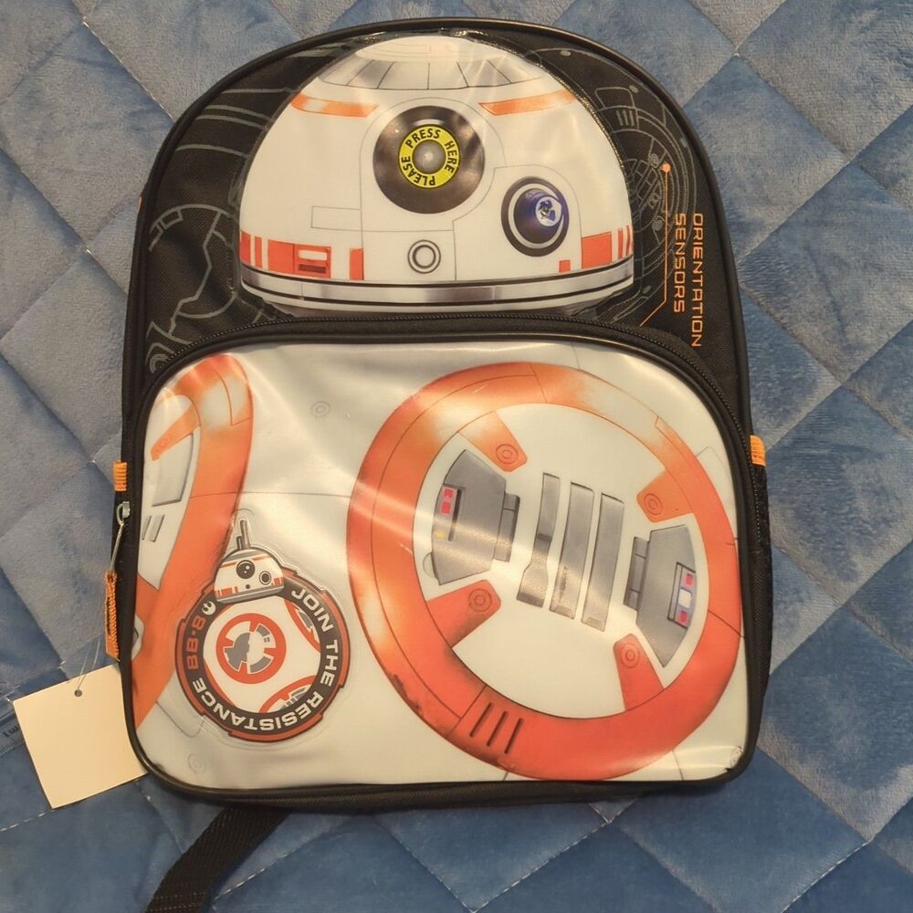 BB-8 Droid Disney Star Wars Backpack 12" With Front And 2 Side Pockets NEW